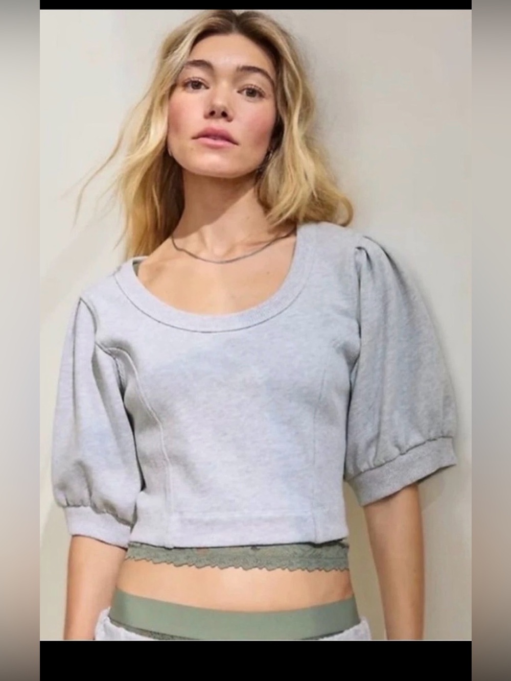 Aerie Puff Sleeve Sweatshirt Crop Top , size Large